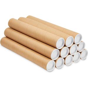 Stockroom Plus Cardboard Poster Tubes & Document Mailers - Durable Mail Tubes for Secure Transport - Versatile Poster Storage - 2 In x 15 In, Pack of 12, Brown