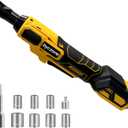 3/8" Cordless Ratchet Wrench for Dewalt 20V Battery (Without Battery), 45ft-lbs(61N.m) Electric Power Ratchet with Variable Speed, 7 Sockets, 3/8" to 1/4" Adapter, for Automotive Repair