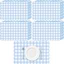 60 Pcs Blue Gingham Party Supplies Gift Disposable Scalloped Table Placemat 17.7 X11.8 Inch Decorative Paper Mats Bulk for Table Setting Dining Wedding Christmas Bridal Baby Shower