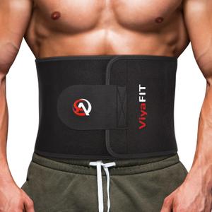 Viyafit Waist Trimmer Belt, Premium Waist Trainer for Women & Men (Large, Red)