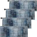 Emvency 4 Pack Valances Window Treatments, Blue Abstract Modern Art Blackout Drapes Adjustable Curtain for Windows Living Room Kitchen Over Sink, 52x18 Inch Rod Pocket Valances