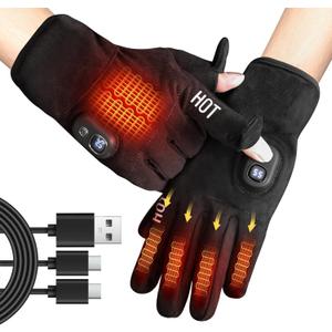 Rechargeable Electric Heated Winter Gloves for Men & Women, Smart Temperature/Battery Display (Large)