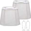 Gray Lamp Shades Set of 2, 10.5" x 10"x 13" Medium Rectangle Lampshades Cut Corner Fabric Lamp Shades Replacement, Include 2 Lamp Harps, Suitable for E26 Base and Saddle Base, Easy Assembly Required