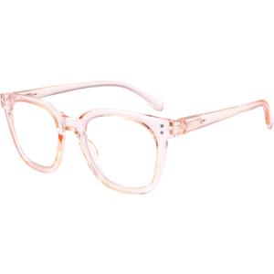 Reading Glasses for Men Women Blue Light Blocking with Spring Hinge, Blocking Readers Anti UV Ray Filter Eyeglasses, Square Computer Reader Glasses, Pink, +3.5