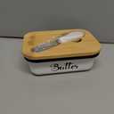 Butter Dish with Lid: Butter Dish for Countertop- AISBUGUR Metal Butter Keeper with Stainless Steel Multipurpose Butter Knife,Large Butter Container with Silicone Home Decor Kitchen Gift White
