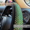 PINCTROT Large Size Bling Comfy Steering Wheel Cover with Jumbo Crystal Rhinestones, Anti-Slip Diamond Leather, 15.5-15.75 Inch (Vivid Green)