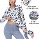 Women's Golf Polo Shirts Long Sleeve Workout Tops V Neck UPF 50+ Sun Protection Quick Dry Lightweight Active Shirts (White, XL)