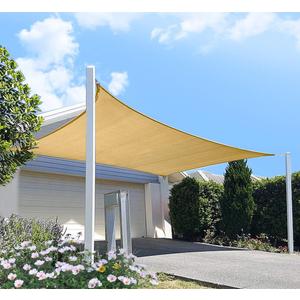 Outdoor Sun Shade Sail Canopy, 10' x 14' Rectangle Shade Cloth Patio Cover - UV Resistant Sunshade Fabric Awning Shelter for Deck Yard Garden Carport (Sand Color)