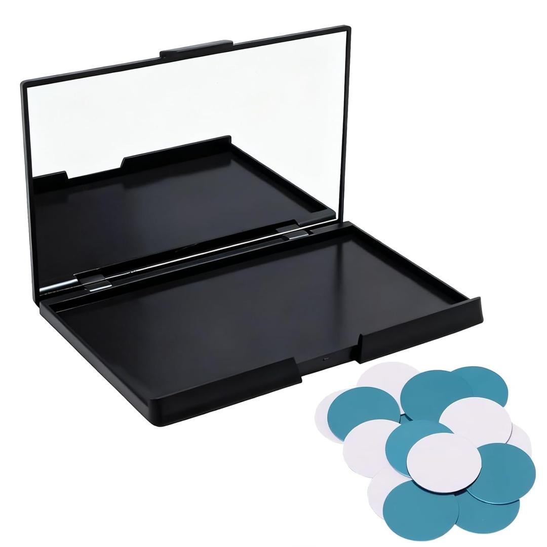 Magnetic Makeup Palette Empty Set, With Mirror and Adhesive Magnetic Stickers Eyeshadow Palette, for Custom Eyeshadow Blush Powder Storage Organization By Professional Artists Home Users