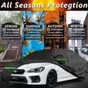 Waterproof Car Cover for Subaru WRX 2012-2025,210D All Weather Car Covers with Zipper Door,Windproof Bands for Sun UV Snow Rain Dust Hail Protection