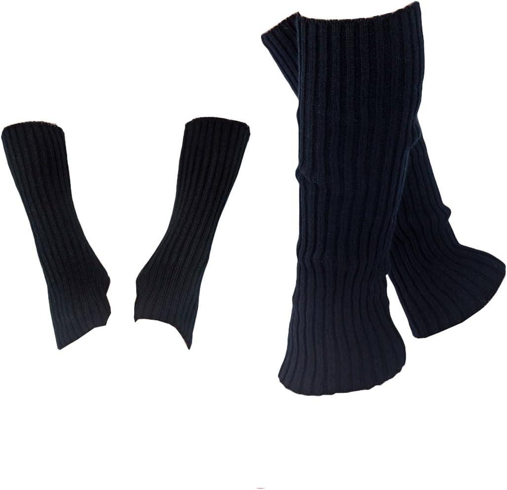 Leg Warmers and Arm Gloves Set,for Women, Dance, Yoga, Cosplay Costume, Party Accessories, 80s Style (Black)