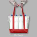 TOPDesign 1-Pack Canvas Tote Bag with an External Pocket, Reusable Grocery Shopping Bag, Top Zipper Closure, Daily Essentials (Red/Natural)