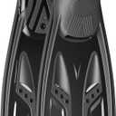 Greatever Snorkel Fins with Full Foot Pocket Durable Long Diving Fins Professional Snorkel Gear for Snorkeling Diving Freediving Adults Men Women (L/ US Man 10-11 Lady 12-13/ EU 44-45, Black)