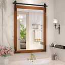Farmhouse Bathroom Mirror, 24x36 Inch Brown Vanity Mirror for Wall, Wood Framed Rustic Mirror Rectangular Wall Decor Mirrors for Entryway Living Room Bedroom