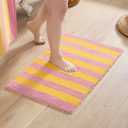 MONDAY MOOSE Bath Mat with Striped Design, Microfiber Absorbent Non Slip Tufted Rug for Floor, Shower or Kitchen (20x32 inch, Sunrose)