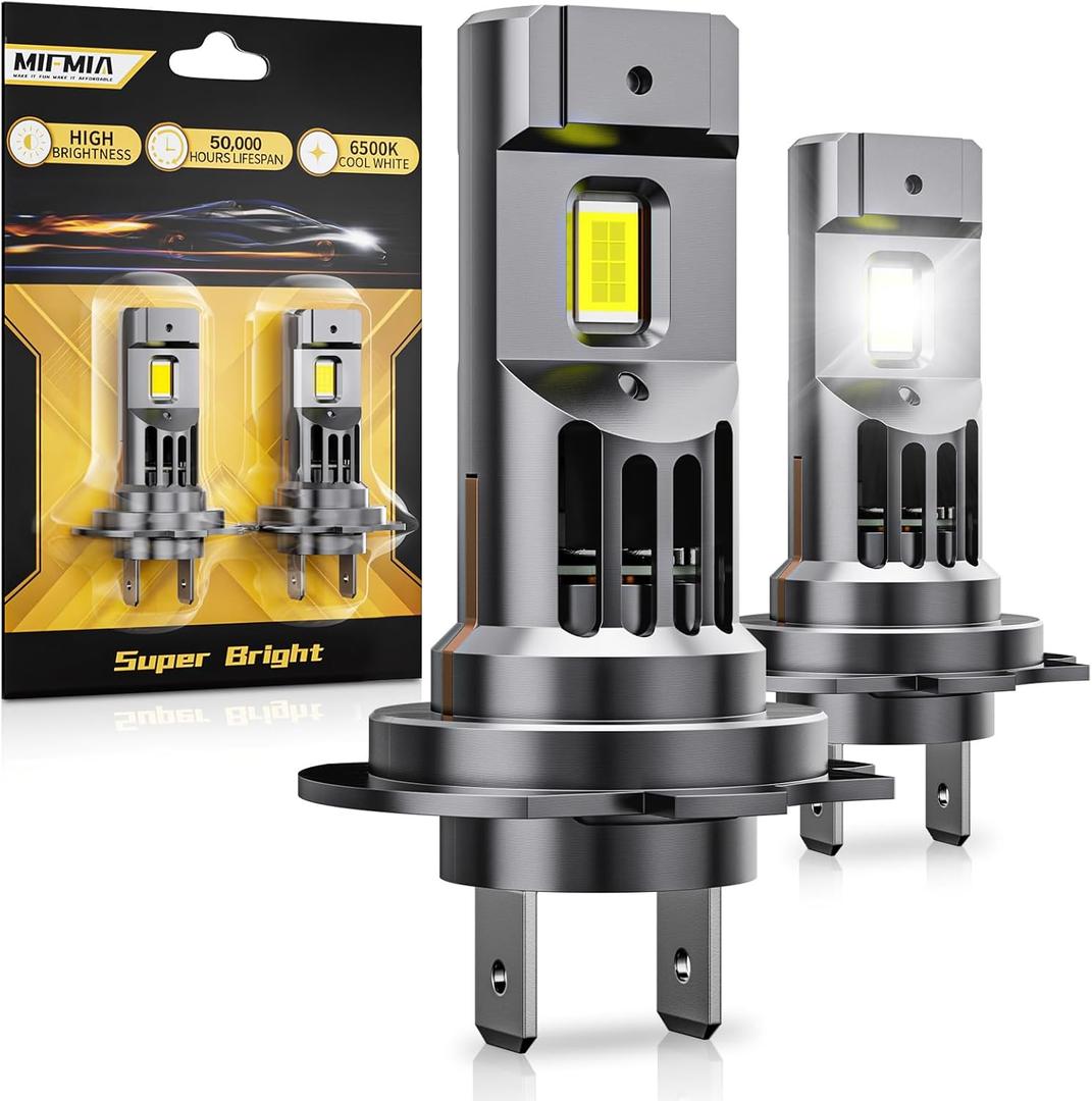 Bulbs, Real 1:1 Halogen Mini Size with Fan, 6500K Cool White, No Adapter Needed Plug-N-Play, Pack of 2, Interior Off Road Lights (H7)