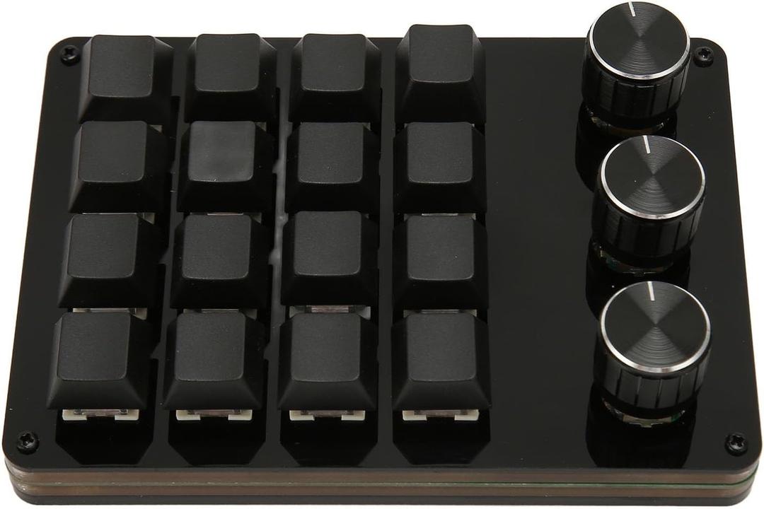 VBESTLIFE One Handed Macro Programmable Keyboard, 16 Keys 3 Knobs Blue Switch Mechanical Gaming Keyboard, Gaming Keyboard, Custom Shortcut, Detachable Cable, for Gaming Office