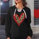 Casual Sweatshirt for Women: Funny Love Heart Graphic Long Sleeve Pullover Top (Medium, Black)