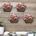 4 Pack 14 Inch Window Boxes Planters Railing Planter Box with Coco Liners Deck Railing Planter Boxes Balcony Hanging Flower Box for Outdoor Plants Garden Decor