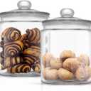 JoyJolt Elegant Cookie Jar. 2 Large Glass Jar With Lid. Jars for Kitchen Counter with Lids, Candy Jar, Decorative Apothecary Canisters, Half Gallon Lid Airtight