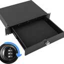 2U Rack Mount Drawer, Server Rack Drawer w/Combination Lock & Foam Pad, Powder Coated Locking Rack Drawer for 19 Inch Network Equipment/Server/DJ/AV Racks, Cabinets and Enclosures