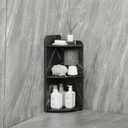 Black 3-Tier Small Corner Shelf Stand, Waterproof Bathroom Storage, Toilet Paper Storage, Corner Table for Small Spaces (Black) (Marble Black Gold)