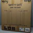 keny 29.7"-46" Baby Gate for Stairs, Auto Close Dog Gates for Doorways, Pressured Mounted No Drilling Pet Gate Extra Wide, One-Hand Opening Dual Lock Stair Gate, Indoor Kids Necessities, Black