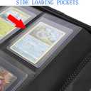 Toploader Binder,4-Pocket Double Sided Top Loaders Binder,Holds 128 Cards in 3"x4" Toploaders,PU Leather Card Binder Abulm for Toploader Trading,Sports,and Gaming Cards (Blue)