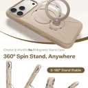 TORRAS Q3 Silicone 360 Spin for iPhone 17 Pro Case with Stand, Fit for MagSafe, Magnetic Ring Kickstand with Camera Control, Liquid Silicone Rubber Soft Phone Case for iPhone 17 Pro 6.3'', Dune Beige