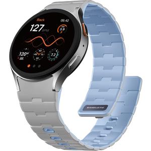 Bandletic Strong 20 Magnetic Bands Compatible with Samsung Galaxy Watch 7/FE/6/5/4 Band 40mm 44mm/Galaxy Watch 5 Pro 45mm/Watch 6 4 Classic 42mm 46mm 43mm 47mm, LightGrey IceBlue