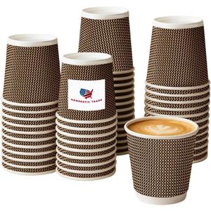Gold Paper Coffee Cups 8oz 20-Pack | Disposable Hot Beverage Cups for Coffee, Tea, Cocoa, Espresso | Sturdy, Insulated & Leak-Resistant