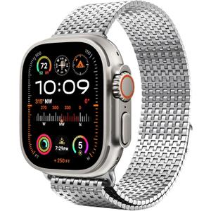 LULULOOK Milanese Mesh Loop Compatible with Apple Watch Band 49/46/45/44/42/41/40/38mm for Men Women, Stainless Steel Magnetic Buckle Strap for iWatch Ultra 3/2 Ultra Series 11 10 9 8 7 6 SE 5 4 3 (Silver)