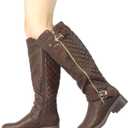 DREAM PAIRS Women's Knee High Boots Wide Calf Low Heel Riding Boots Fall Tall Boots for Women (9.5, Brown)