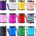 BEISHIDA 12 Assorted Colors Curling Ribbons Set,Rainbow Balloons Strings,1/5 ''Thin 264yds for Gift Wrapping Birthday Wedding Halloween Christmas Party Decoration (MIX-RIBBON-01)