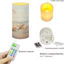 Poceacles Beach Starfish Gold Flameless LED Candle Auto-Moving Wick Effect Votive Tealights Realistic Pillar Candle with Remote 4H 8H Timer Color Changing for Home Indoor Coastal Decoration
