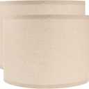 Beaupretty Lamps Shades 2pcs Table Lamp Shades Linen Fabric Light Cover Replacement Drum Lampshade for Floor Lamp Light Yellow Lamp Shade