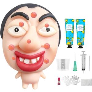 Pimple Popping Squishy Stress Relief Fidget Toy Reusable Silicone Pimple Popper Set Soft Sensory Squeeze Toy with Refill Kit Satisfying Burst Play for Desk Relaxation Large Size (ChompFace)