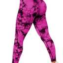 JGS1996 Tie Dye Leggings for Women Tummy Control High Waisted Scrunch Butt Lifting Seamless Workout Yoga Pants (Pink, XL)