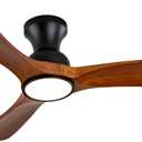 42 Inch Low Profile Ceiling Fans with Lights and Remote, Flush Mount Ceiling Fan with Lights, 3 Blades Solid Wood Walnut Hugger Easy Installation for Living Room, Bedroom, Farmhouse, Indoor