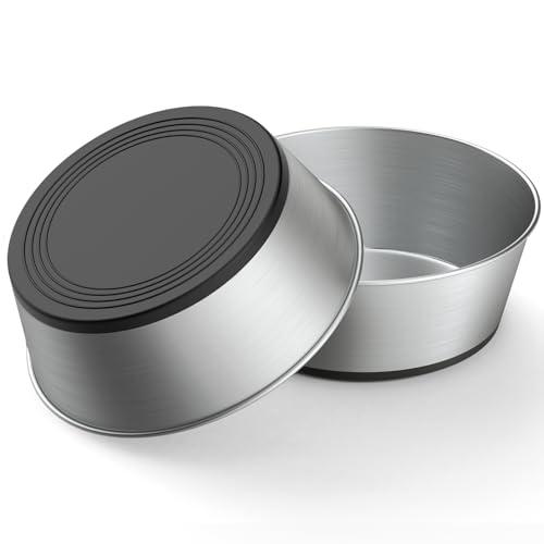 WROSWT 304 Stainless Steel Dog Bowls Set of 2, Anti Rust Metal & Non Slip Rubber Base, Heavy Duty Large Feeding Dishes, Food Grade BPA Free, Food and Water Bowl for Medium Dogs (48oz, 6cup)