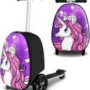 Baotree 2-in-1 Ride-On Scooter Suitcase, Scooter Luggage for Kids Ages 5-12, Foldable & Lightweight Carry with LED Light-Up Wheels
