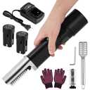 Cordless Electric Fish Scaler Remover, Powerful Fish Scale Scraper Cleaner Descaling Tool with Extra Rechargeable Battery & Blade, for Left-Handed and Right-Handed People Use (Black)