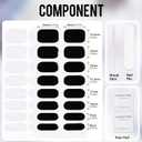 10 x Semi Cured Gel Nail Stickers 32 PCS|Cat Eye/Frosted Gel Nail Strips|Compatible with Any UV/LED Lamps|Long-Lasting Real Nail Polish Strips for Women's Decoration (Black/White Monochrome Chic)