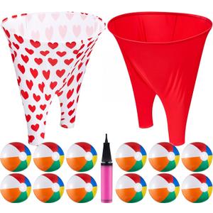 Granny Pants Yard Game with Oversized Pants Bouncy Balls and Pump, Easter Giant Outdoor Tossing Game for Family Reunion Backyard Carnival Party Gathering (Heart, Vivid Color)