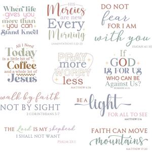 Kosiz 10 Pcs Bible Verse Wall Stickers Religious Scripture Inspirational Quote Wall Decals Motivational Christian Art Decor Peel and Stick for Bedroom Living Room Office Bathroom (Stylish Style)
