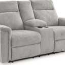 Signature Design by Ashley RiverTest Stain Resistant Next-Gen Modern Power Reclining Loveseat, Gray. New But Without Plastics For Cup Holders And With Small Ripped Part On A Arm Rester