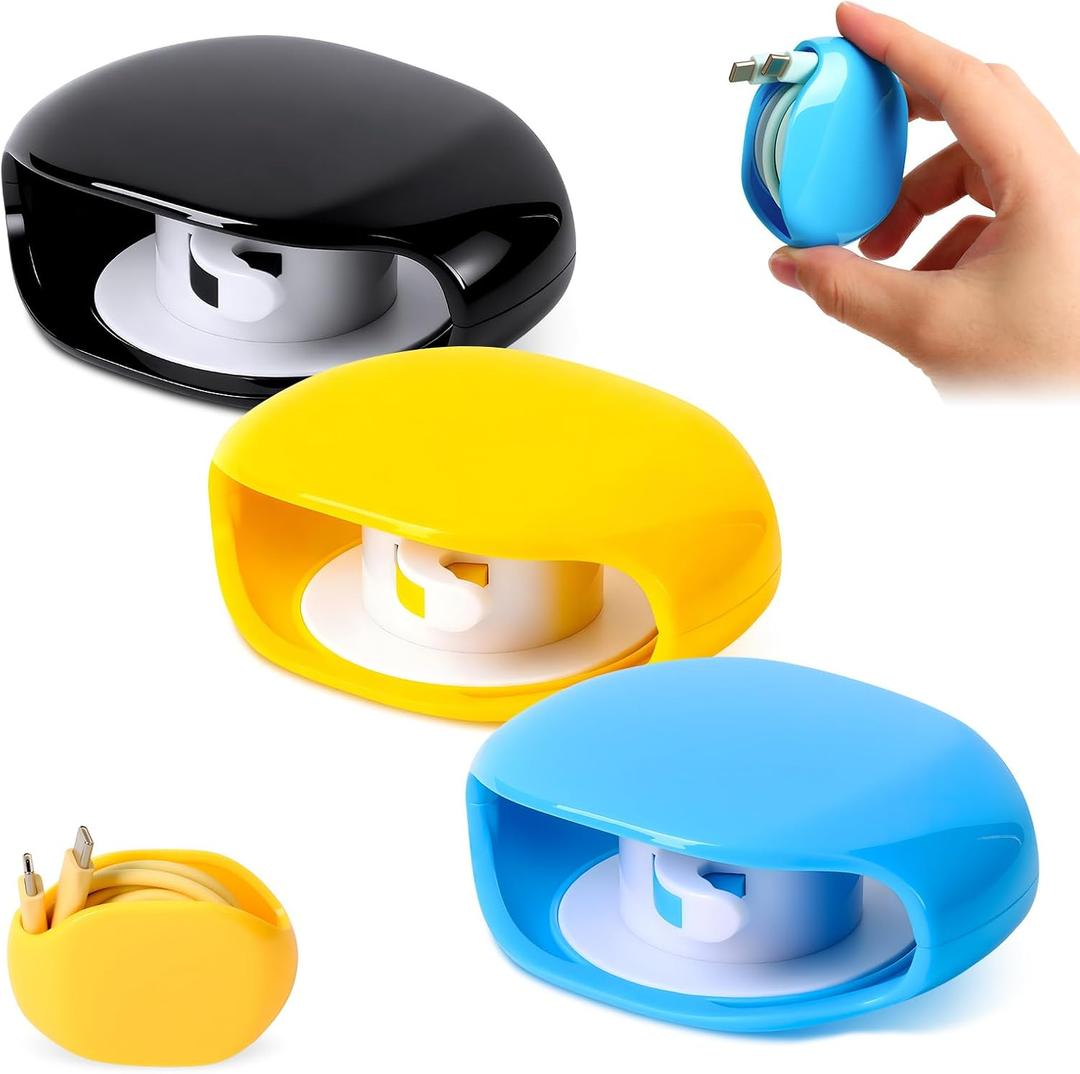 Automatic Cord Reel, Retractable Hidden Cable Reel, for USB Cable Headset Cord Charger Cable for Travel and Organization (3PCS)