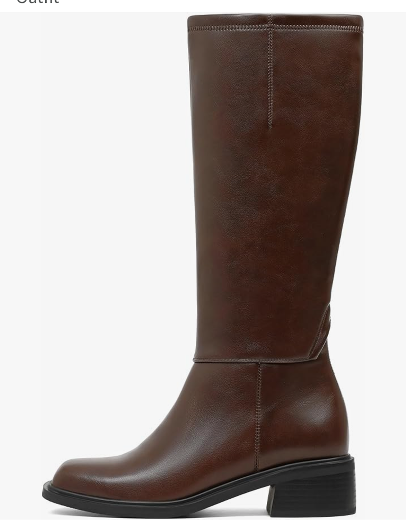 Lovee Cosee Knee High Boots for Women 2025 Low Heel Square Toe Flat Boots with Side Full Zipper Comfortable Walking Shoes for Fall Winter Casual & Office Wear Commuting Travel Fashion Trendy Outfit, Size 8 US