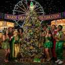 Mardi Gras Tree Toppers Decorations LED Large Wood Carnival Treetop Plug Purple Green Gold Mardi Gras Fleur De Lis Mystery Mask Decorations for Carnival Holiday Indoor Outdoor Party Favors (10 Inches)