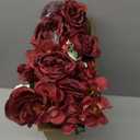 Wavwavw 6 Pcs Artificial Peony Silk Florals Fake Mix Silk Peony Rose Faux Flower Hydrangea Bouquet Elegant Realistic Wedding Floral Centerpiece for Home Party Table Arrangement (Red)